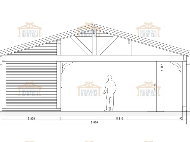 Навес для двух автомобилей с хозблоком БАВАРИЯ MAXI — Фото 15