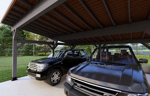 Деревянный односкатный навес для двух авто МОНБЛАН — Фото 6