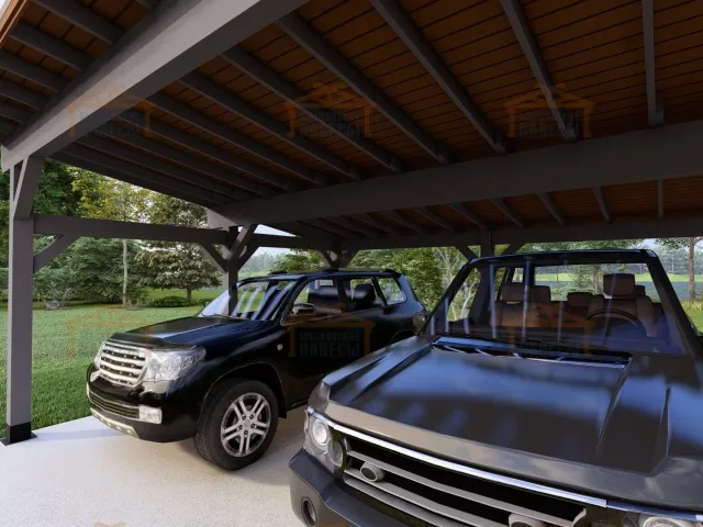 Деревянный односкатный навес для двух авто МОНБЛАН — Фото 6