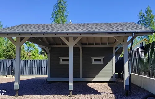 Навес для двух автомобилей с хозблоком КАРЕЛИЯ 2.0 — Фото 3