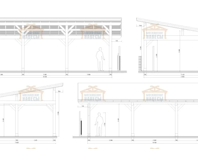 Односкатный навес для двух машин ХАРТВУД 2.0 — Фото 6
