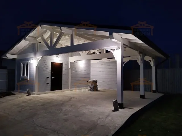 Навес для двух автомобилей с хозблоком БАВАРИЯ MAXI 2.0 — Фото 4