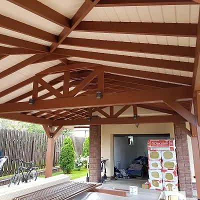 Нестандартный навес для автомобилей 5.9х9.5м