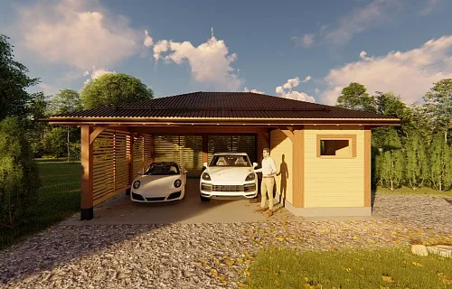 Деревянный навес для машин с хозблоком ЛИНКОЛЬН — Фото 7