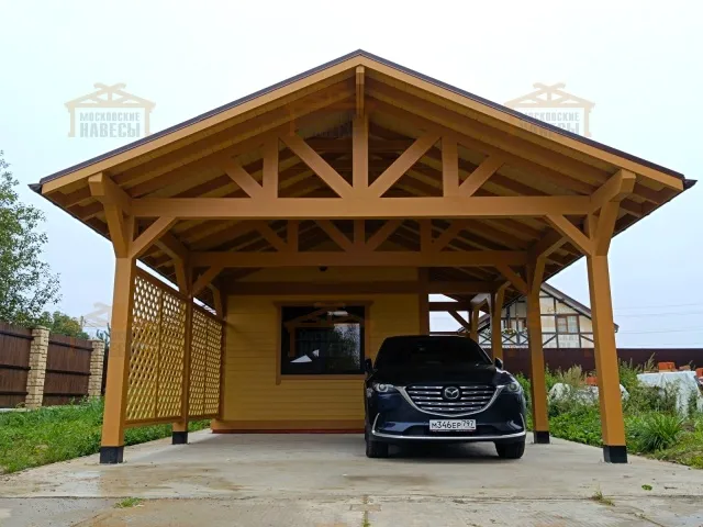 Деревянный навес для машин с хозблоком ЭЛЛАДА — Фото 2