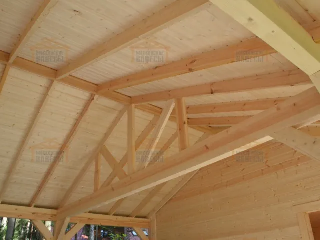 Деревянный навес для двух машин с каркасным домиком ОЛИМП — Фото 3