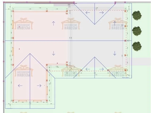 Навес для двух машин с хозблоком ГОРКИ — Фото 9