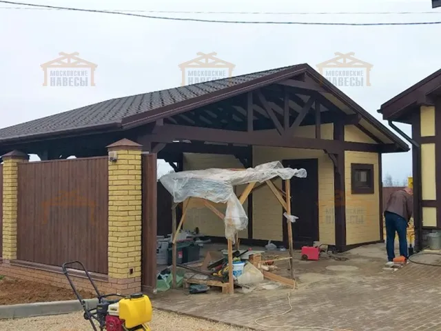 Навес для двух автомобилей с хозблоком БАВАРИЯ — Фото 8