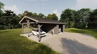 Навес для двух авто с хозблоком ПАРКВИЛЛЬ - миниатюра