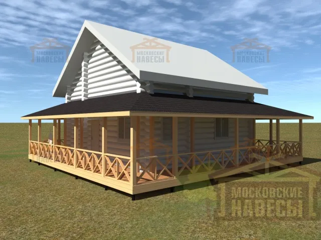 КРУГОВАЯ ВЕРАНДА К ДОМУ РУЧНОЙ РУБКИ КРУГОВАЯ — Фото 1