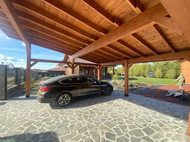 Навес для двух машин с хозблоком ОРЕГОН — Фото 4