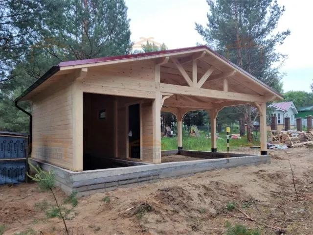 Навес для двух автомобилей с хозблоком БАВАРИЯ MAXI — Фото 12