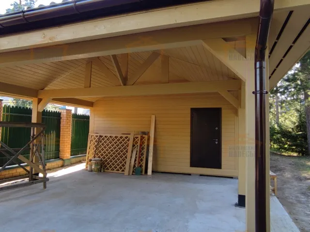 Навес для двух машин с хозблоком МЕЦЦО — Фото 2