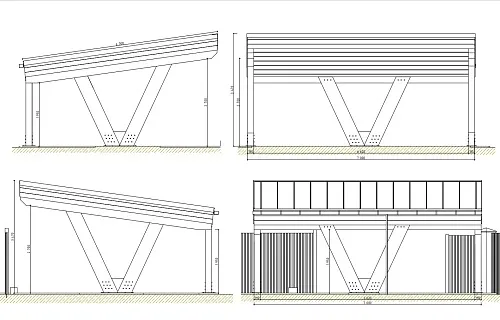 Односкатный навес для двух авто ХАЙТЕК — Фото 8