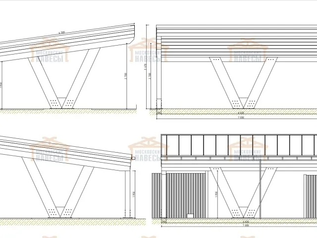 Односкатный навес для двух авто ХАЙТЕК — Фото 8