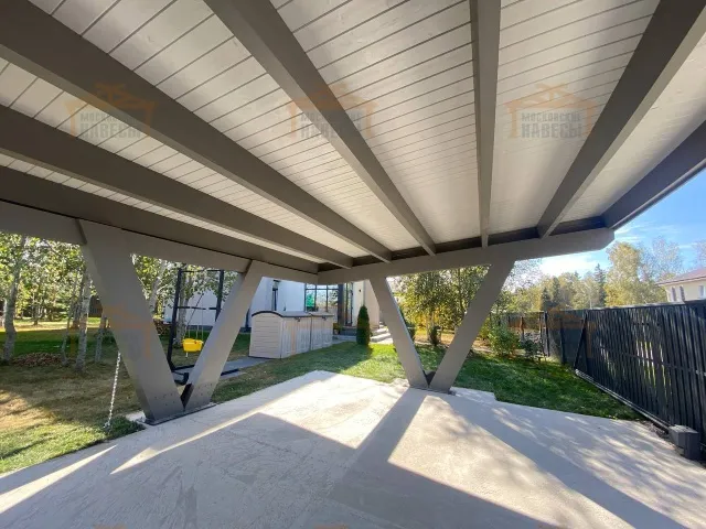 Односкатный навес для двух авто ХАЙТЕК — Фото 6