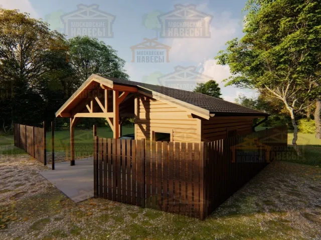 Навес для одного авто с хозблоком ВЕЛИГОРСКИЙ — Фото 7