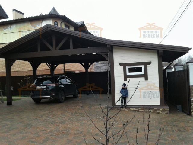 Навес для двух автомобилей с хозблоком КАРЕЛИЯ — Фото 8