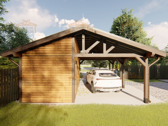 Навес для одного авто с хозблоком ВЕЛИГОРСКИЙ — Фото 10