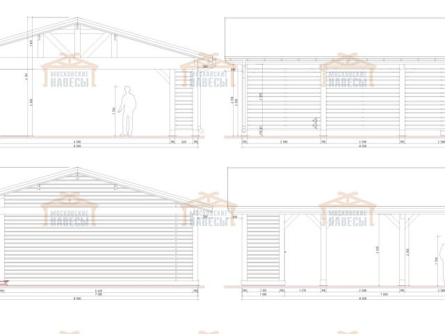Навес для трех авто с хозблоком СОНАТА — Фото 10