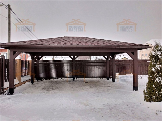 Навес для двух машин МАЛАХОВКА — Фото 9