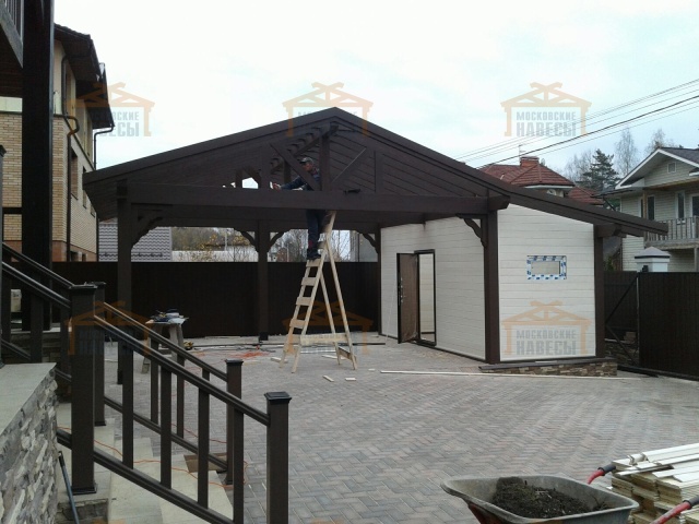 Навес для двух автомобилей с хозблоком КАРЕЛИЯ — Фото 10