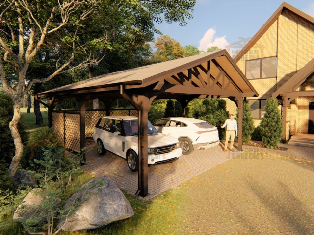 Деревянный навес для машин с перголами ЭДЕМ — Фото 10