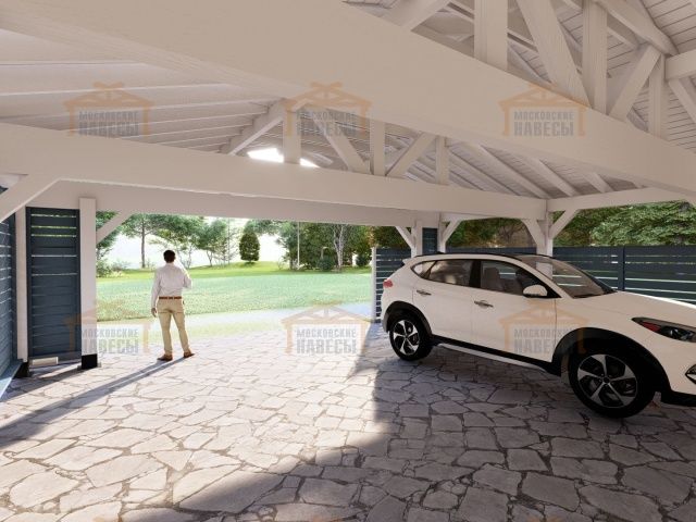 Навес для трех авто с хозблоком СОНАТА — Фото 8