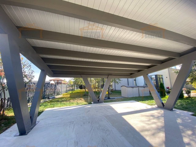 Односкатный навес для двух авто ХАЙТЕК — Фото 3