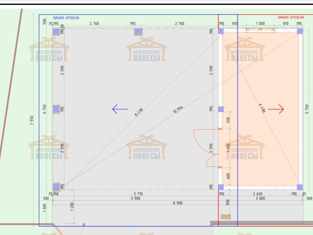 Навес для двух машин с хозблоком КОНАКОВО 3.0 — Фото 6