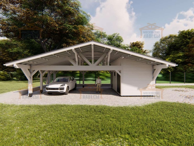 Навес для двух машин с хозблоком ВИКИНГ — Фото 4