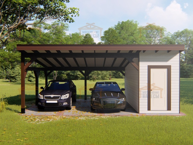 Навес для двух авто с хозблоком МОНОЛИТ — Фото 5