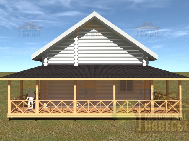 ВЕРАНДА К ДОМУ РУЧНОЙ РУБКИ КРУГОВАЯ — Фото 2