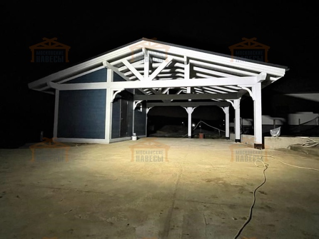 Навес для двух автомобилей с хозблоком БАВАРИЯ MAXI — Фото 4