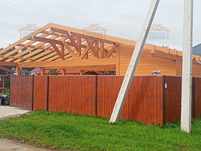 Навес для двух машин с хозблоком ВИКИНГ — Фото 12