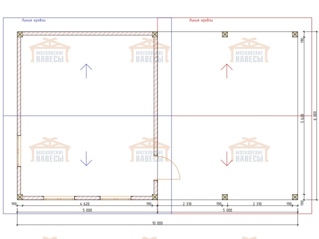Деревянный навес для двух машин с каркасным домиком ОЛИМП — Фото 16