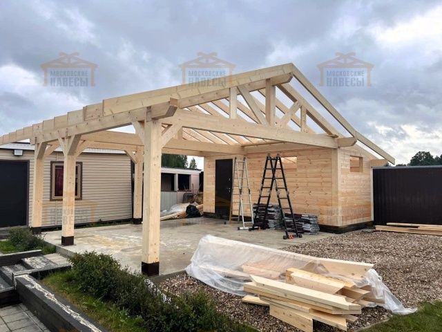 Навес для двух автомобилей с хозблоком КАРЕЛИЯ — Фото 6