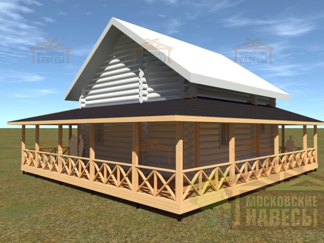 ВЕРАНДА К ДОМУ РУЧНОЙ РУБКИ КРУГОВАЯ — Фото 3