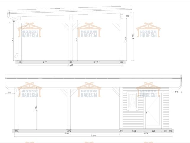 Навес для двух машин с хозблоком ФЛЭТ 2.0 — Фото 8
