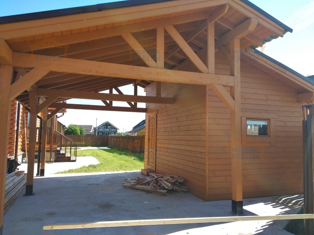 Навес для одного авто с хозблоком ВЕЛИГОРСКИЙ — Фото 3