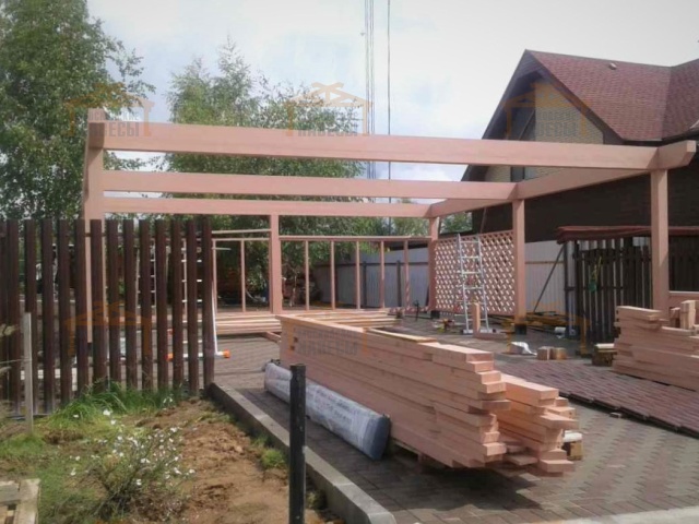 Деревянный навес для двух авто СМАРТВИЛЛЬ — Фото 6