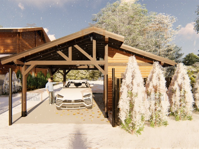 Навес для одного авто с хозблоком ВЕЛИГОРСКИЙ — Фото 8