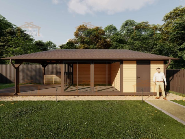 Застекленная беседка с хозблоком САКСОНИЯ — Фото 8