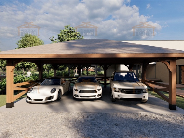 Навес для 3ех машин ВЕСТА — Фото 6