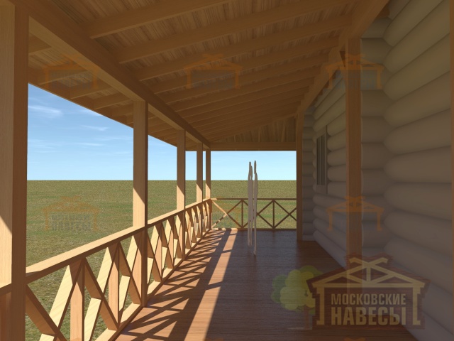 ВЕРАНДА К ДОМУ РУЧНОЙ РУБКИ КРУГОВАЯ — Фото 4