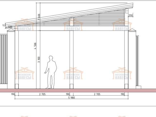 Навес односкатный для автомобилей ОСТИН — Фото 10