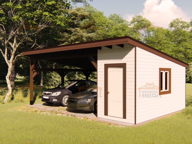 Навес для двух авто с хозблоком МОНОЛИТ — Фото 6