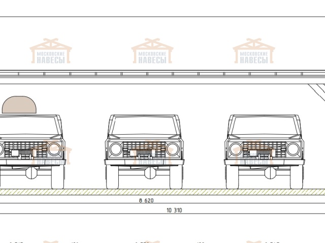 Навес для трех машин с хозблоком ТАХО — Фото 8