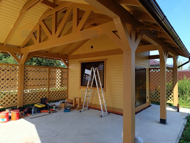 Деревянный навес для машин с хозблоком ЭЛЛАДА — Фото 4