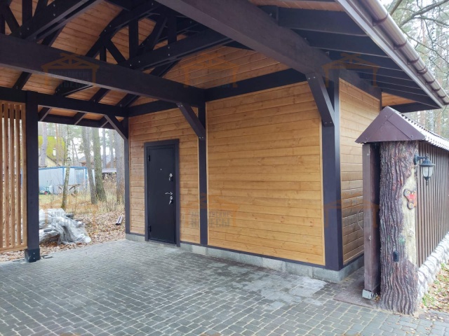 Навес для двух машин с хозблоком ЛЕСНОЙ — Фото 4